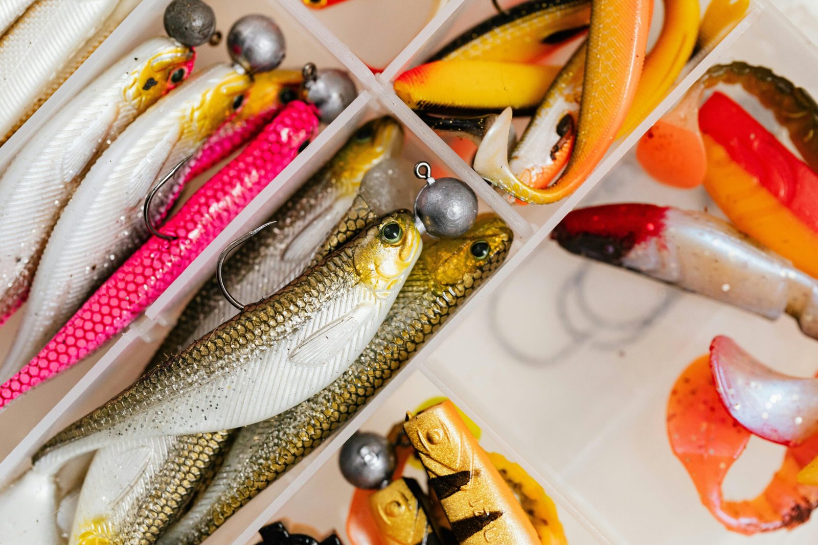 pexels-photo-6478098-6478098 Close-up of colorful fishing lures in a tackle box, perfect for angling enthusiasts.